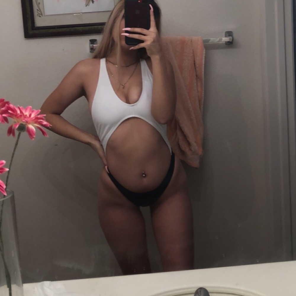 One piece cut out bikini black and white